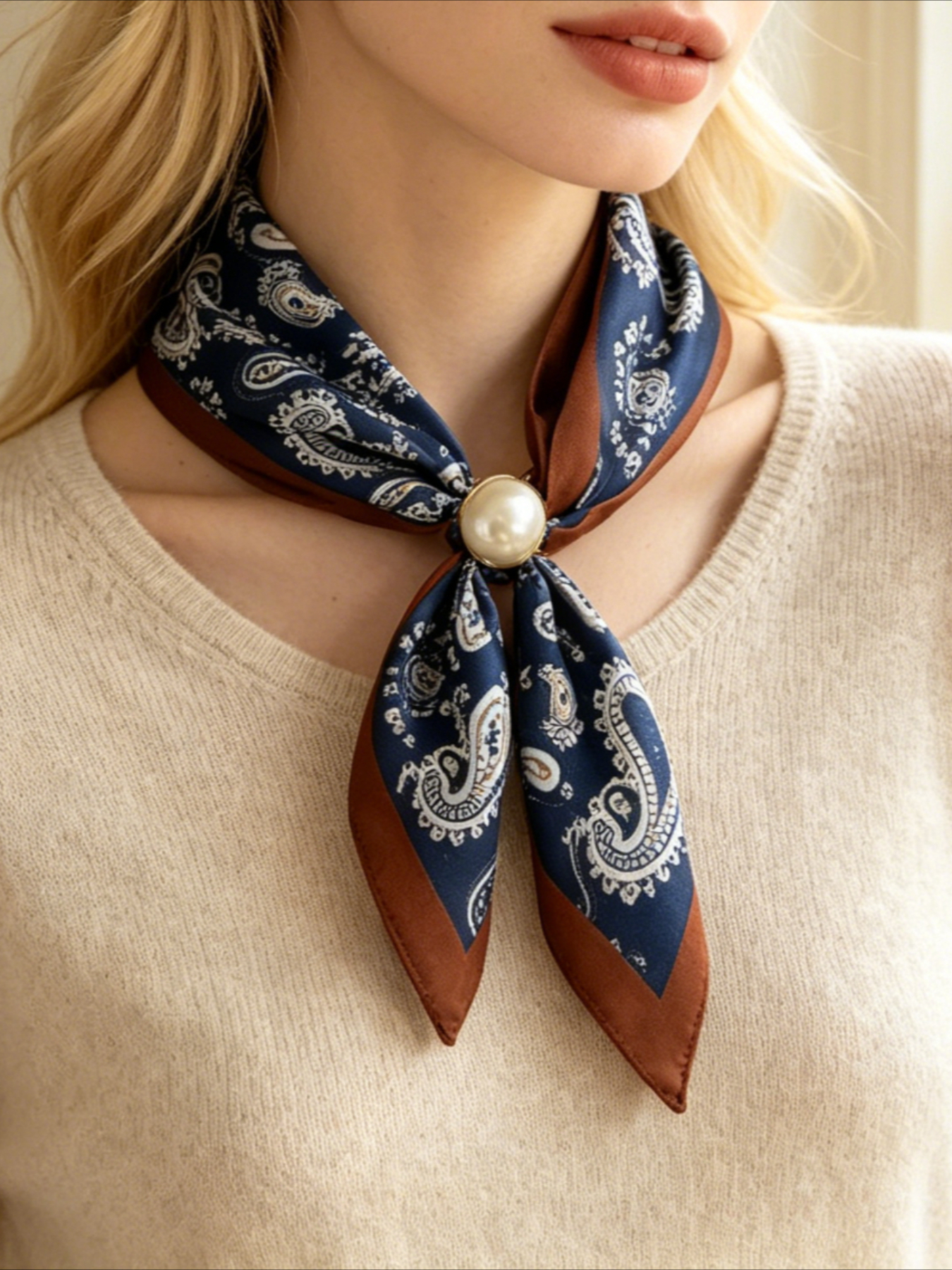 Women Accessories Clearance - 1 Women's Vintage Printed Satin Neck