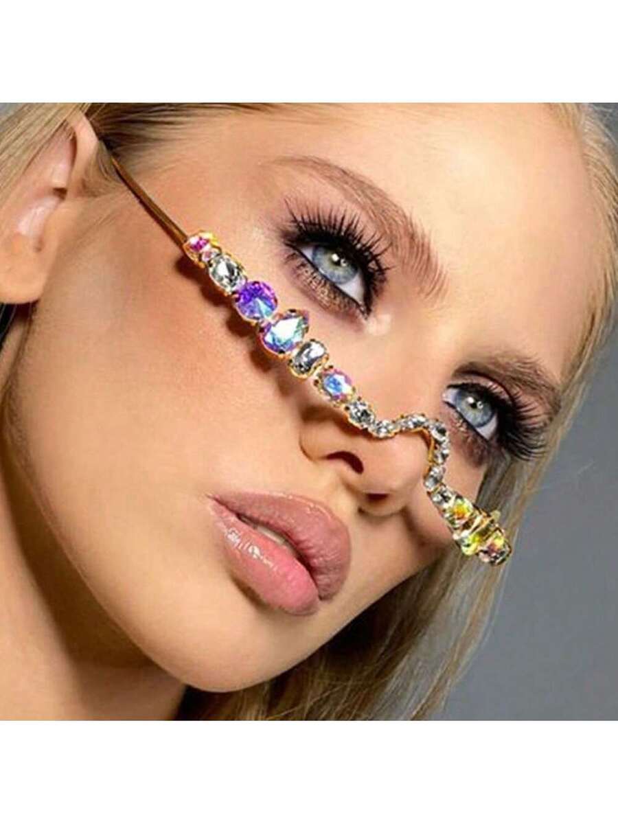 Women'S Accessories To Wear With Watch - Crystal Rhinestone Face Decoration Eyeglass Style