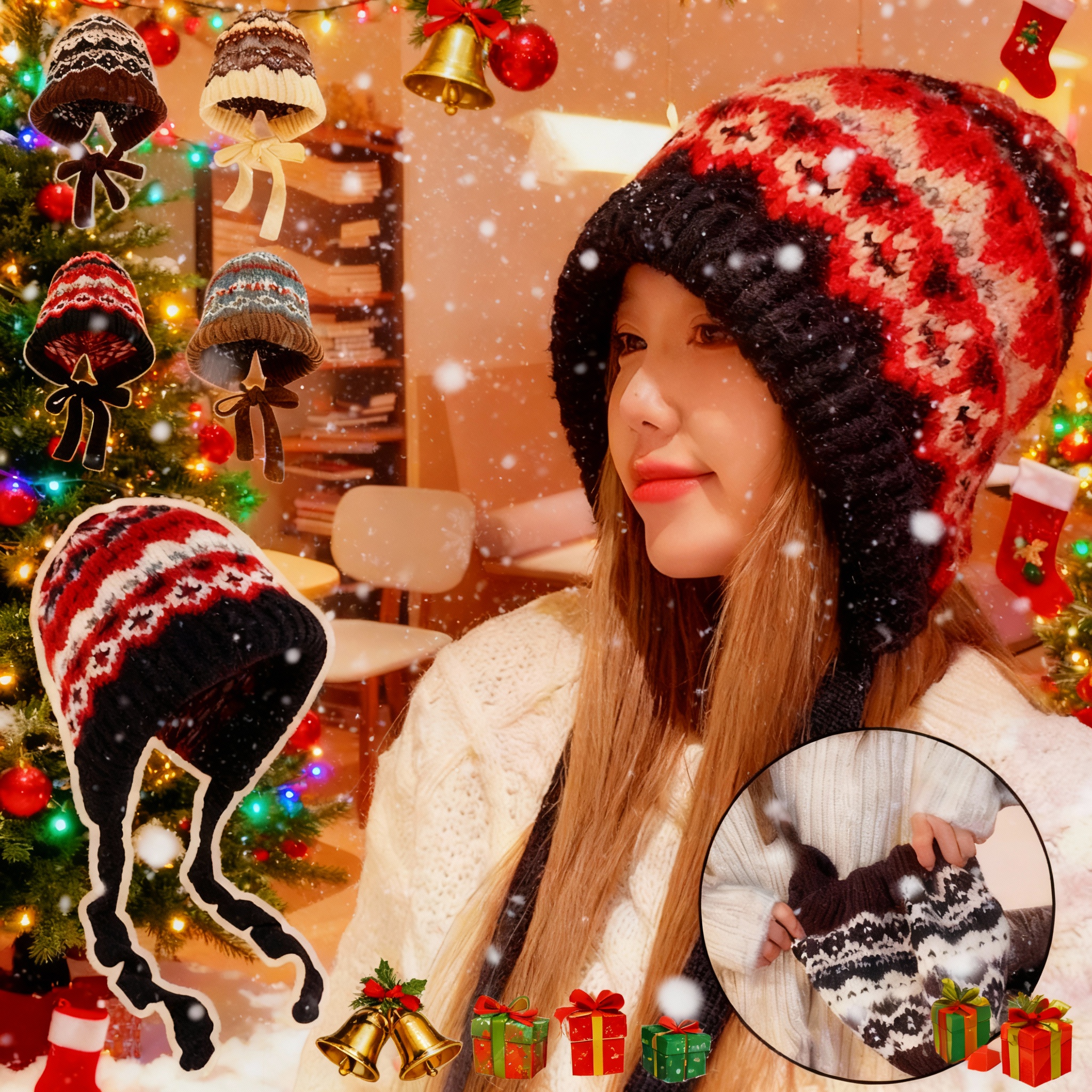 Women Accessories Shop Design - Warm Knitted Beanie Hat Winter Cap