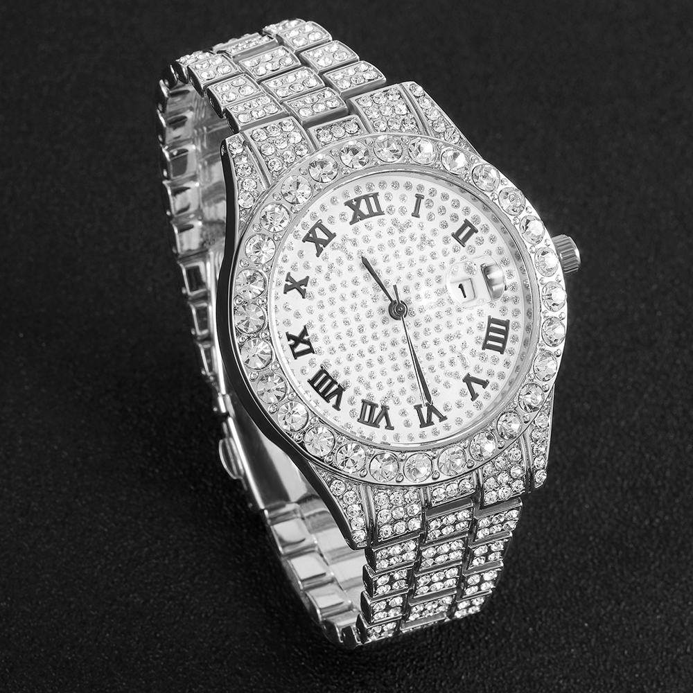 1 Hip-hop Full Diamond Silver  - Women'S Accessories To Wear With Watch ulasan dan harga