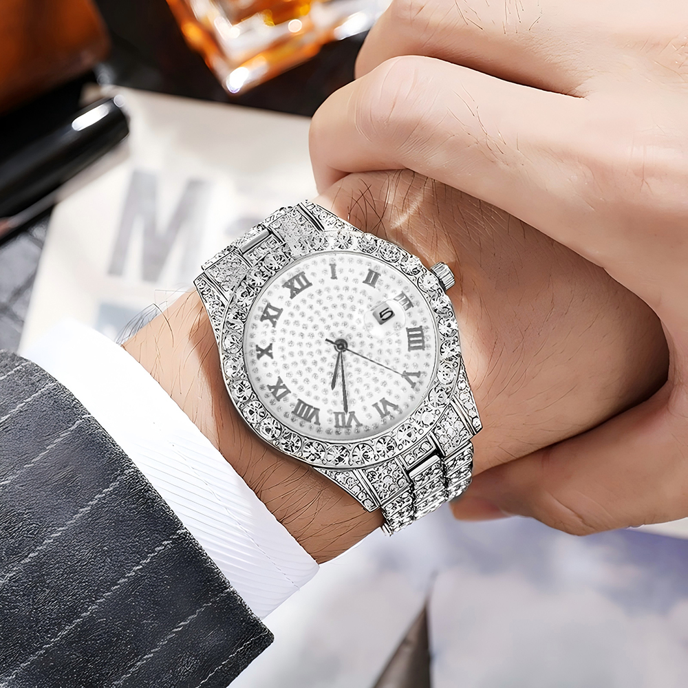 1 Hip-hop Full Diamond Silver  - Women'S Accessories To Wear With Watch ulasan dan harga