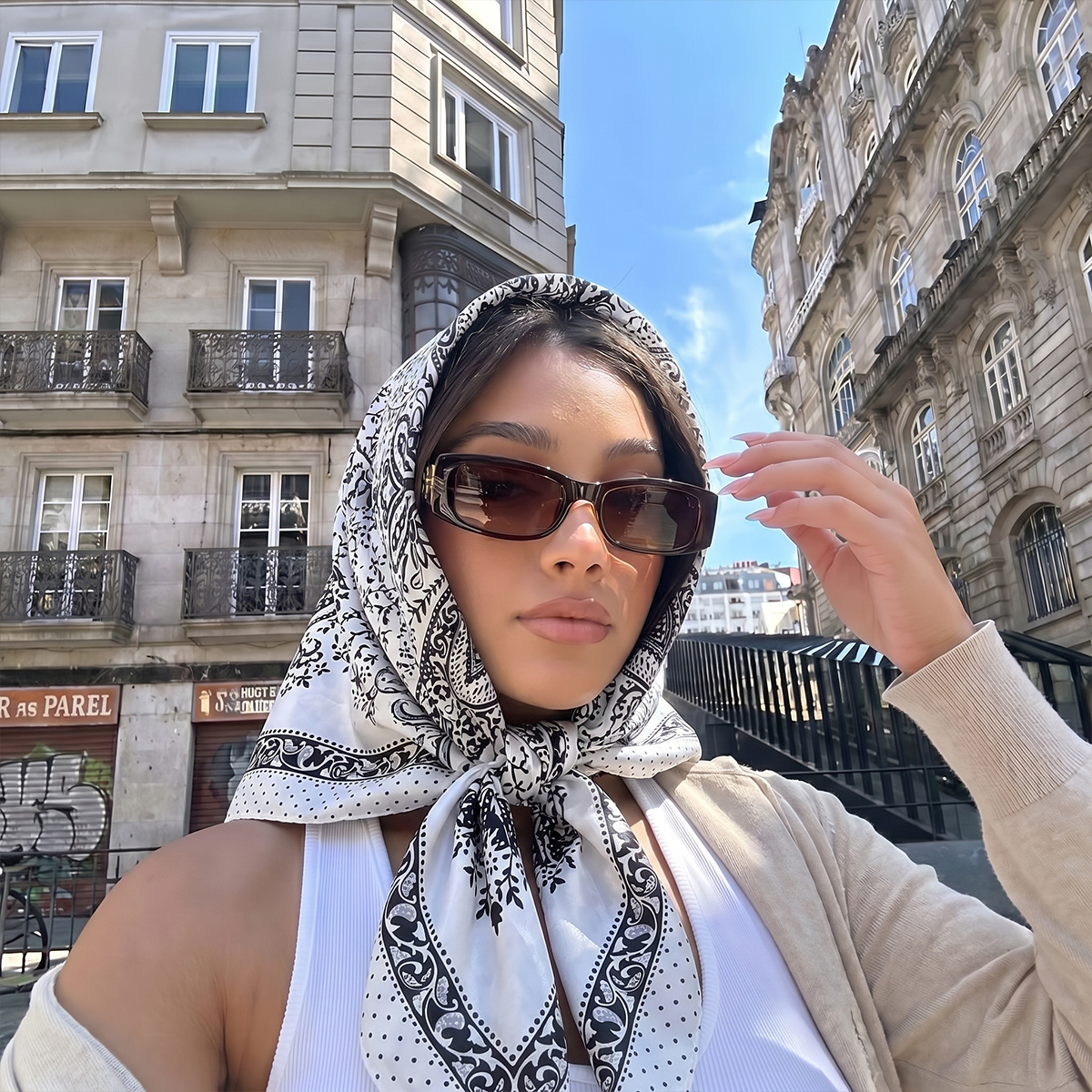 Square 90cm Silk Scarf Women L - Women Accessories Brands ulasan dan harga